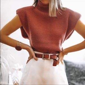 Zara Shoulder Pad Knit Top Vest Size S